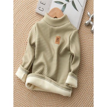 兒童加絨打底衫新款中大童半高領保暖秋冬寶寶上衣男女童長袖T恤