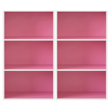 《HOPMA》可調式三空櫃(2入) 台灣製造 背板嵌入款 三格櫃 收納櫃 書櫃 三層櫃 置物櫃 書櫃-粉紅
