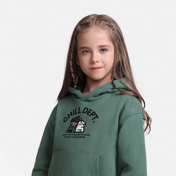 GIORDANO 童裝長袖帽TEE matsui聯名系列 - 01 藤葉綠