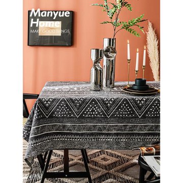 蔓越家  摩洛哥輕奢民宿棉麻桌布書桌長方形復古餐桌布茶幾墊臺布