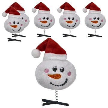 可愛雪人戴帽髮夾 Set 6  可愛雪人戴帽