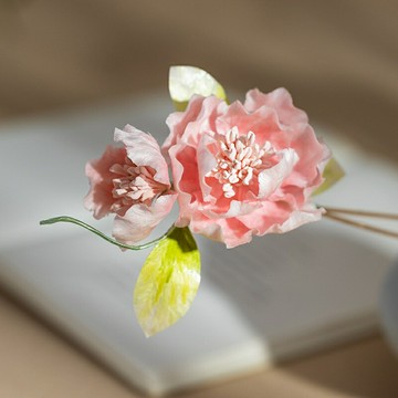 【非遺手工】絨花髮簪 漢服髮飾 古風發飾 髮釵 頭飾 配飾 蠶絲牡丹 超仙盤發 漢服簪娘 國風配飾