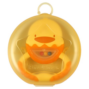 PiYOPiYO黃色小鴨牙齒咬環彩色小球喀喀聲防滑手把設計訓練抓取能力  保潔盒  雙色造型  1個