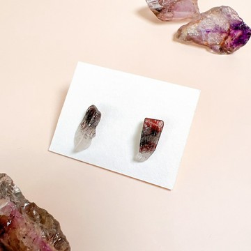 超高頻率水晶 超七耳環 天然石 水晶耳環 飾品