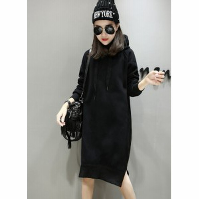 フード付き オーバーサイズスウェットワンピース ひざ下丈ワンピース ロングパーカー 長袖 レディース 韓国 オルチャン ファッション 春 通販 Lineポイント最大1 0 Get Lineショッピング