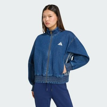 adidas 愛迪達 外套 女 運動立領外套 丹寧 亞規 ST DNM WSH JK 深藍 KV0624