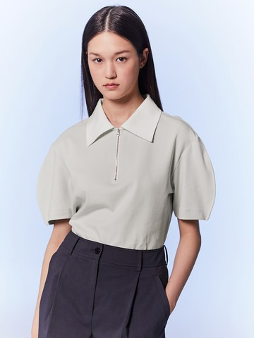 Volume Sleeve Collar Jersey Top