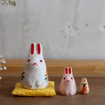 【Yourtableware】日本 開運祈福 福兔 俄羅斯娃娃 和紙擺飾