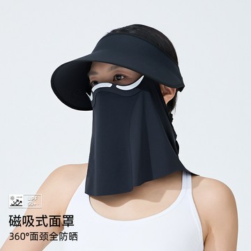 熱賣爆款夏季防曬磁吸麵罩防曬帽冰絲防紫外綫遮陽帽太陽帽麵紗高顔值女夏0701 UF2Q