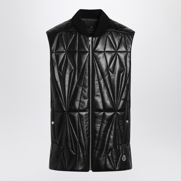 Black faux leather zip-up vest