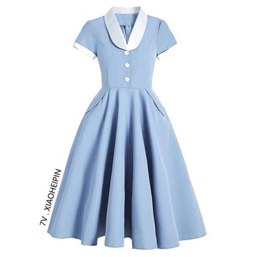 夏季女裝2025新款小清新優雅甜美中長款過膝大擺連衣裙晚禮服氣質