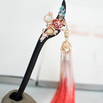 清月鹿鳴原創設計雙面木簪漢服頭飾女復古民族風日常盤發簪子送禮