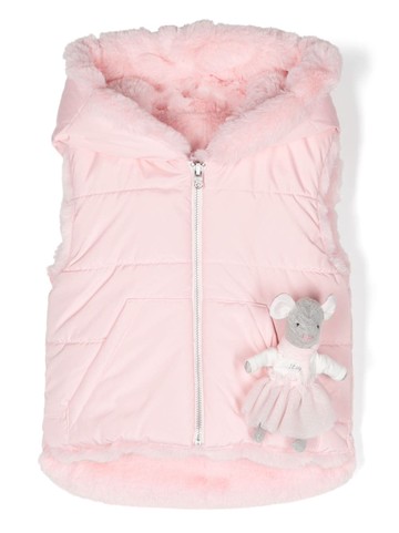 Lapin House - plush-detail padded gilet - kids - Polyamide/Polyurethane - 9 mth - Pink