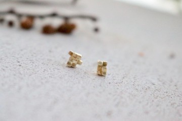 堆積木 黃銅 純銀 耳環快速出貨