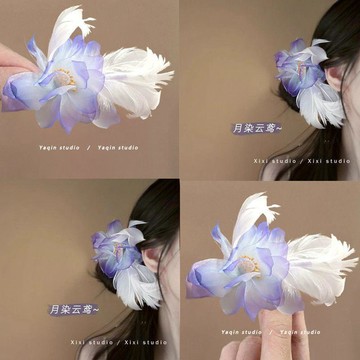 【蜜糖の髮飾】臺灣出貨雨落花!古風蝴蝶花朵髮夾新中式燙花邊夾漢服旗袍配飾女盤發器