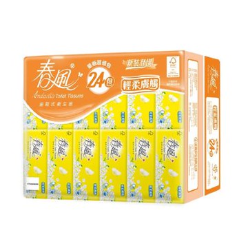 【春風】 輕柔膚觸抽取衛生紙100抽*24包*3串/箱-橘
