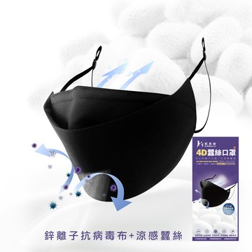 【廠商直送】KS-可調式韓版4D立體抗菌蠶絲口罩-黑色