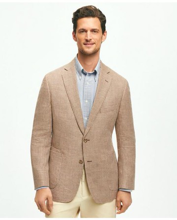 Brooks Brothers Men's Classic Fit 1818 Houndstooth Sport Coat In Linen-Wool Blend | Size 42 Regular