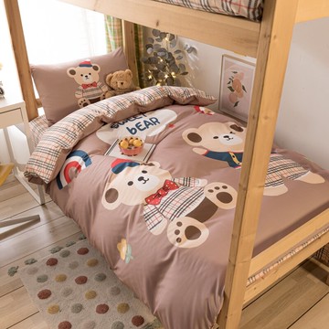 水洗棉ins學生上下鋪宿舍單人三件套床單被套夏季被罩被子四件套4