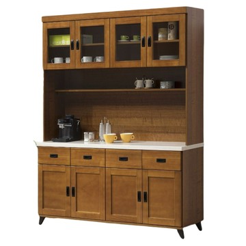 【MUNA 家居】莫爾樟木色5.3尺石面餐櫃/碗盤櫃(全組)