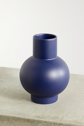 Raawii - Strøm Large Earthenware Vase - Navy - one size