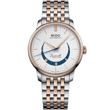 MIDO 美度 Baroncelli 永恆系列 微笑月相機械錶-39mm M0274072201001