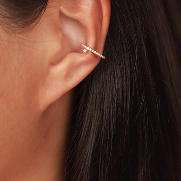 s925銀無耳洞設計鋯石耳骨夾耳骨環 疊戴耳骨環 小眾設計感