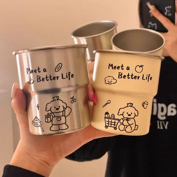 超值組合🎁 可愛小狗漱口杯 不鏽鋼牙刷杯 情侶漱口杯 家用洗漱杯 學生宿舍牙杯 刷牙杯 N3FQ