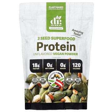 Dr. Murray's, SuperFood，3 種子蛋白質粉，南瓜籽 + 亞麻籽 + 葵花籽，原味，16 盎司（453.5 克）