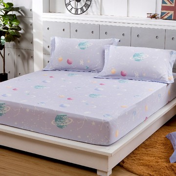 床包組-內含床包+枕套/純粹好棉100%無異纖精梳純棉/2319夜星(紫)