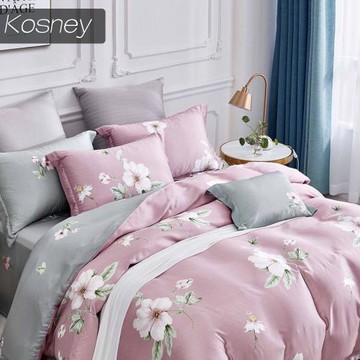 KOSNEY  花韻柔情粉  單人100%天絲TENCEL三件式兩用被床包組