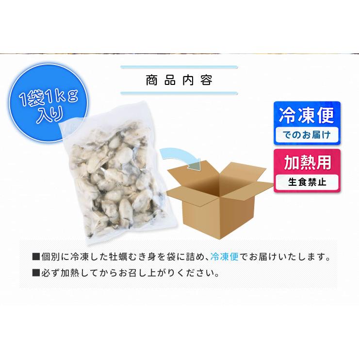 牡蠣 むき身 無選別サイズ １ｋｇ 送料無料 冷凍 鳥羽産 牡蛎 加熱用 鳥羽のカキを身入りの良い時期に瞬間冷凍