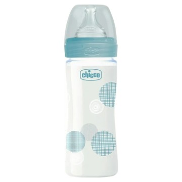 Chicco 舒適哺乳 防脹氣 玻璃奶瓶 240ml 寶寶適用  帥氣男孩  1個