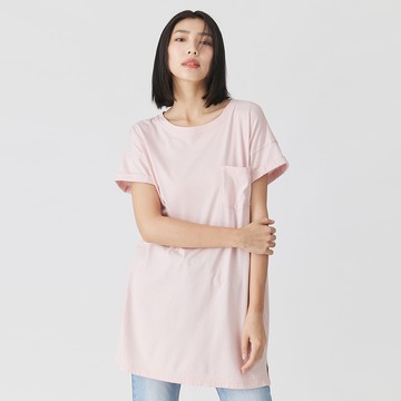 【ERSS】女裝 短袖 女生 t恤 短袖上衣 MIT春日日常連身長版上衣 粉紅【K70276】