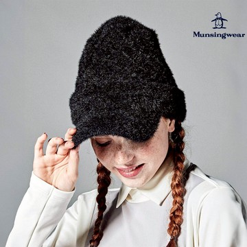 【Munsingwear 企鵝】女款黑色優雅氣質絨質毛帽 MLSJ0C03