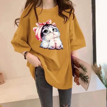 大尺碼女裝 短袖上衣 t恤女 短袖t恤加肥加大碼胖妹妹短袖T恤女寬鬆夏季新款百搭遮肉遮肚子上衣Sz