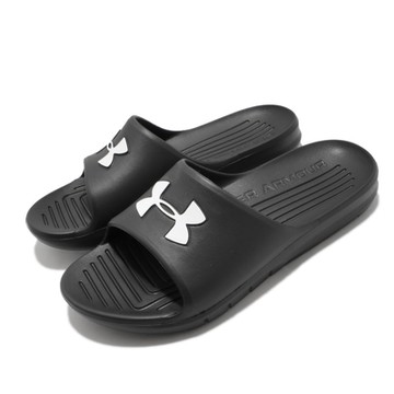 Under Armour 涼拖鞋 Core PTH 套腳 穿搭 男女鞋 輕便 夏日 大logo 情侶款 快速排水 黑 白 3021286001