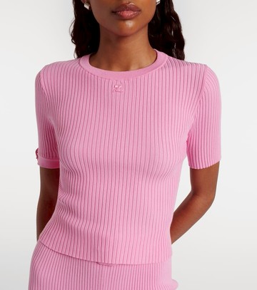 Courrèges Logo ribbed-knit crop top