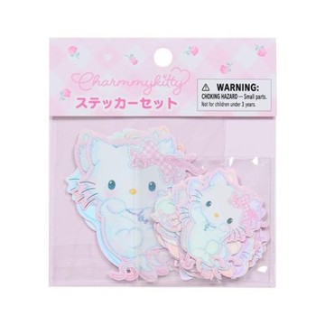 小禮堂 Sanrio 三麗鷗 Charmmy Kitty 造型貼紙組 24枚入 (格紋緞帶)