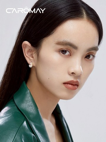 CAROMAY圣誕系列不對稱圣誕麋鹿耳釘女璀璨閃耀氣質高級感潮耳飾