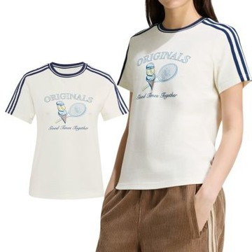 Adidas Sports Tee SS W 女款 米白色 印花 T恤 運動 休閒 短袖 KX6887