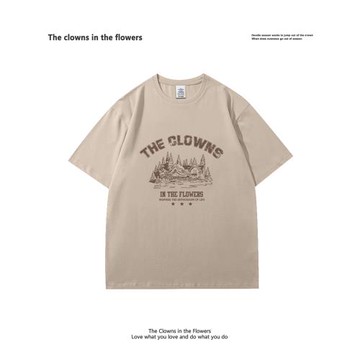 oddnova美式復古短袖卡其色oversize高街T恤女hiphop外套夏