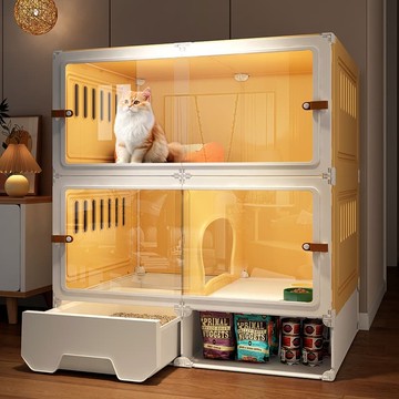 48H出貨！貓別墅帶廁所一體家用室內貓窩貓籠子超大空間小型貓柜貓咪屋舍