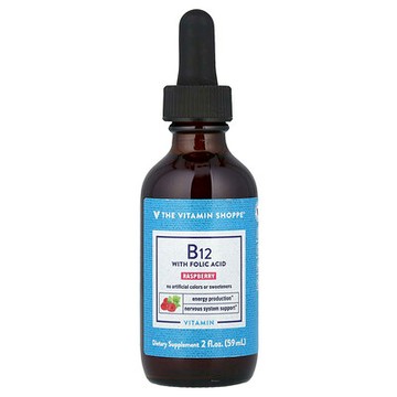 The Vitamin Shoppe, 含葉酸的 B12，樹莓味，2 液量盎司（59 毫升）