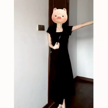 茶歇法式方領灰色連衣裙女小個子夏季設計感小眾修身顯瘦氣質長裙【木屋雜貨】