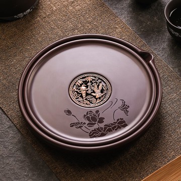 電木干泡茶盤雙層瀝水壺承簡約儲水小托盤功夫圓形茶臺