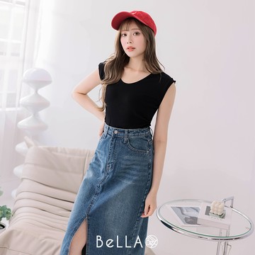 【1+1優惠】BeLLA 腰抽皺顯瘦上衣 黑色