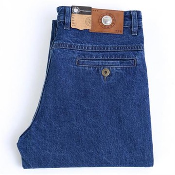 正品美國Texwood/蘋果牛仔褲男秋冬寬松直筒純棉中高腰中老年長褲