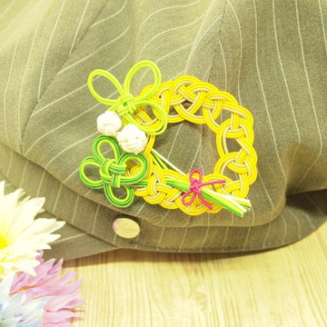 日式胸針/ mizuhiki /和諧-和 /四葉草