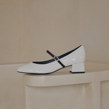 極簡清冷感 粗跟瑪莉珍單鞋 手工製